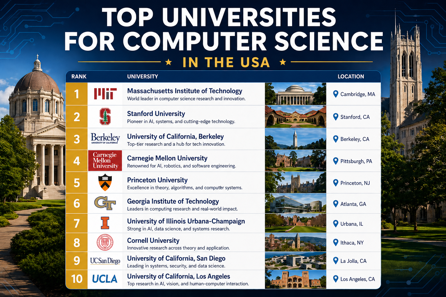 Top Universities for Computer Science in the USA
