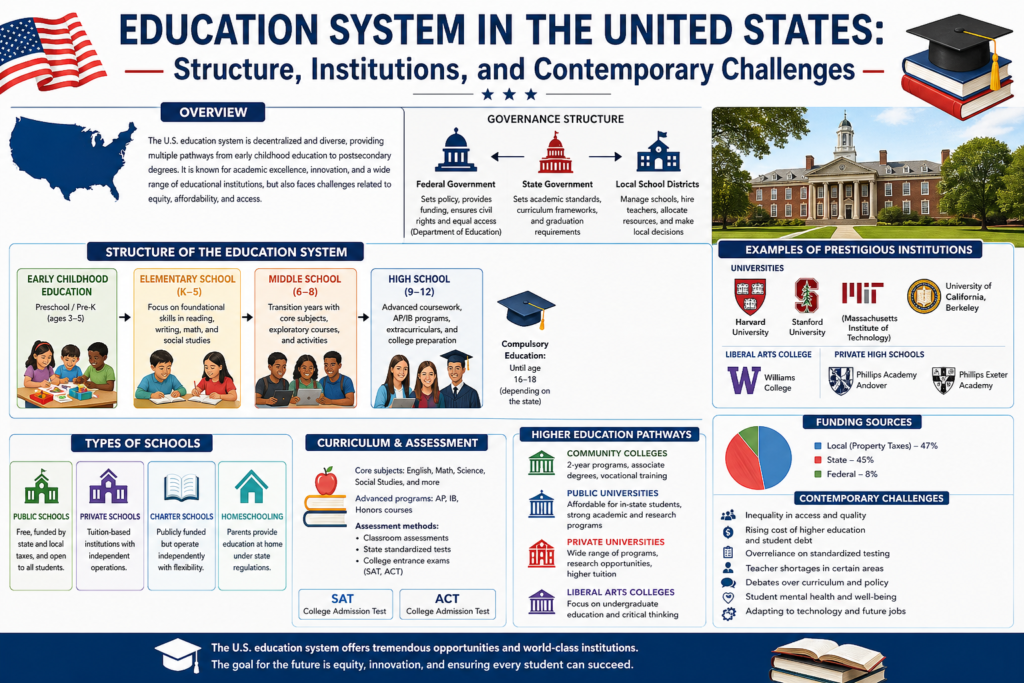 Education System in the United States: Structure, Institutions, and Contemporary Challenges
